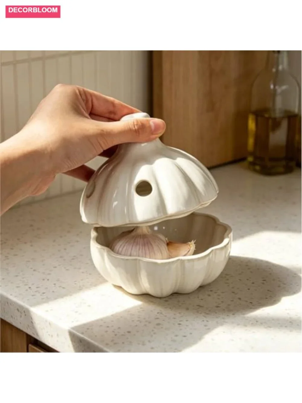 Ceramic Garlic Keeper Storage Jar with Vented Lid